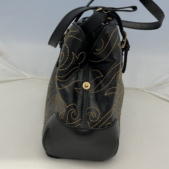 Naturalizer Leather Stitched Smaller Tote Purse Gold Accents - Picture 3 of 16